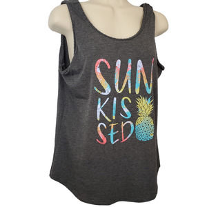 MAURICES | SLEEVELESS SUN KISSED PINEAPPLE GRAY CASUAL TANK TOP WOMEN'S MEDIUM